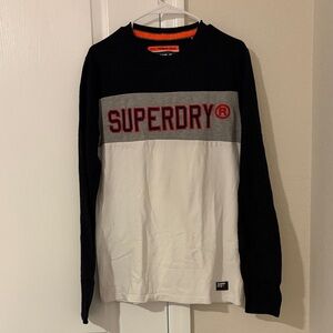 Superdry Black, Gray, and White Long Sleeve Tee